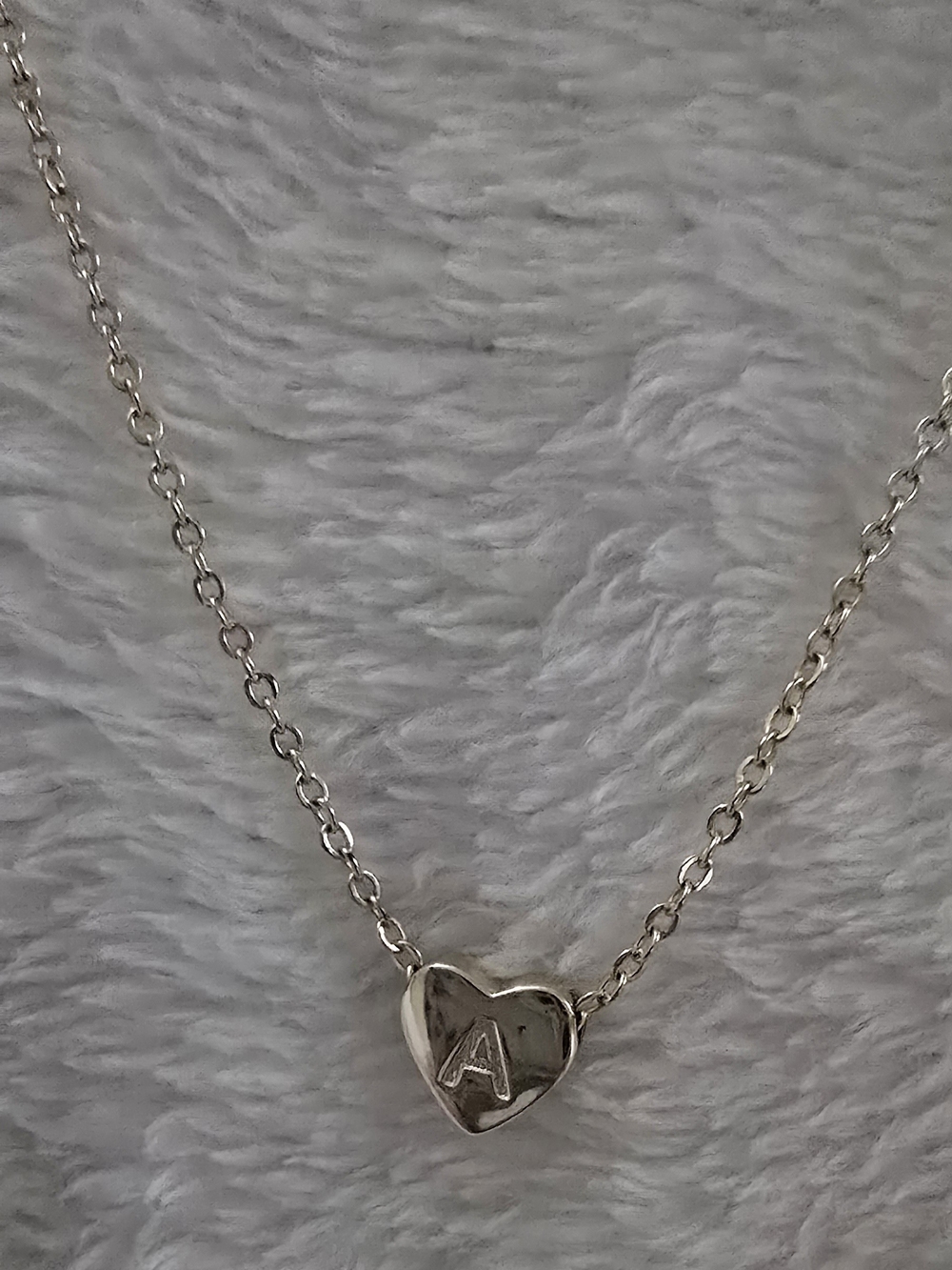 Initial Heart Pendant Necklace in Silver - A
